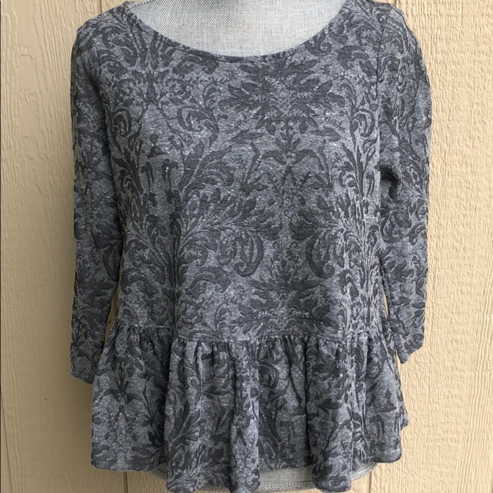 Free People Jacquard Knit top ruffle detail SZ S